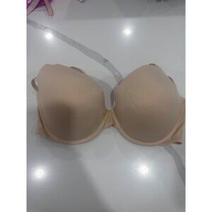 Victorias Secret Lightly Lined Demi Bra 34DD Beige Pink Underwire Adjustable Str
